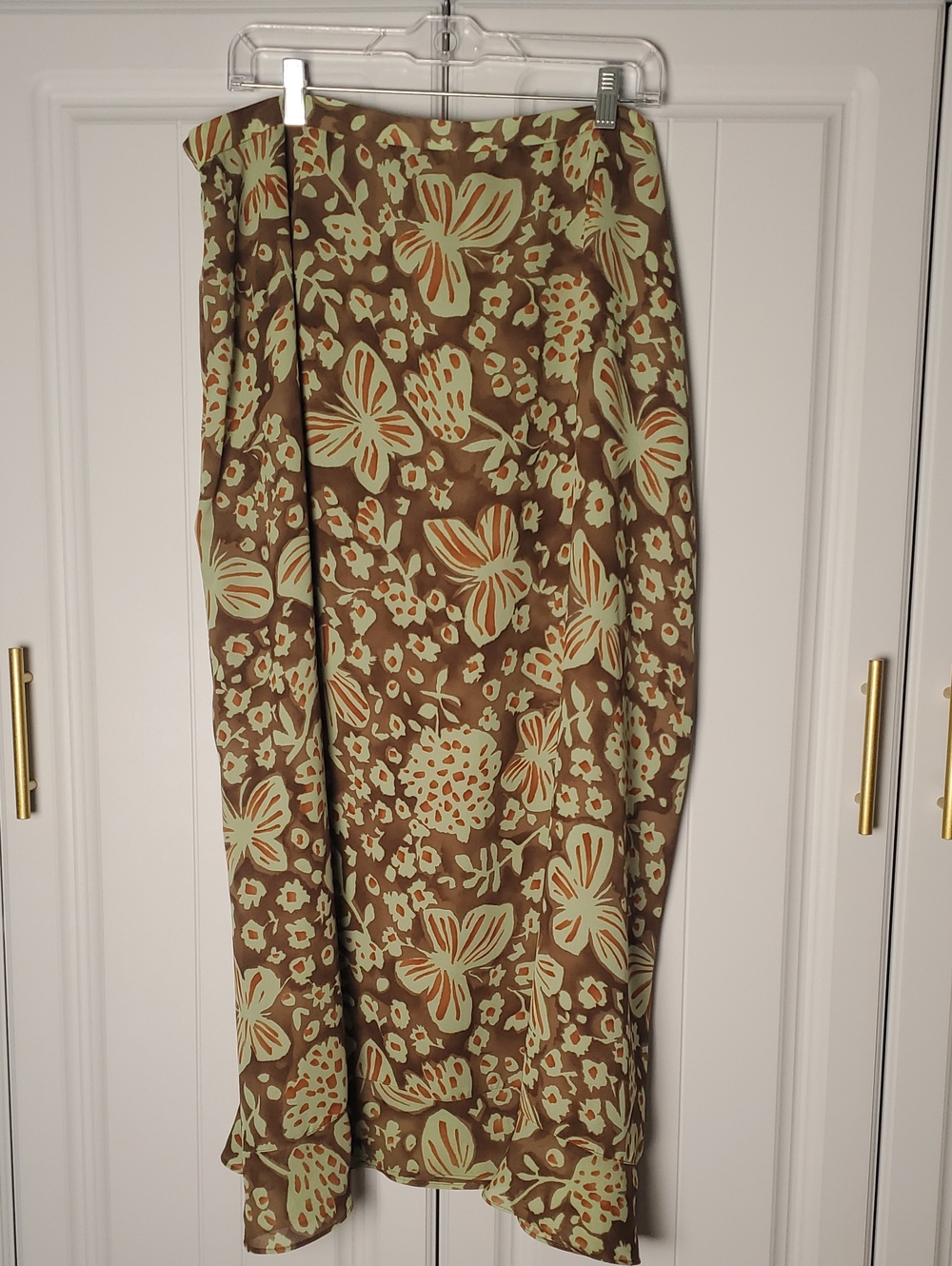 JH Collectibles Brown Floral Maxi Skirt with Mint Accents